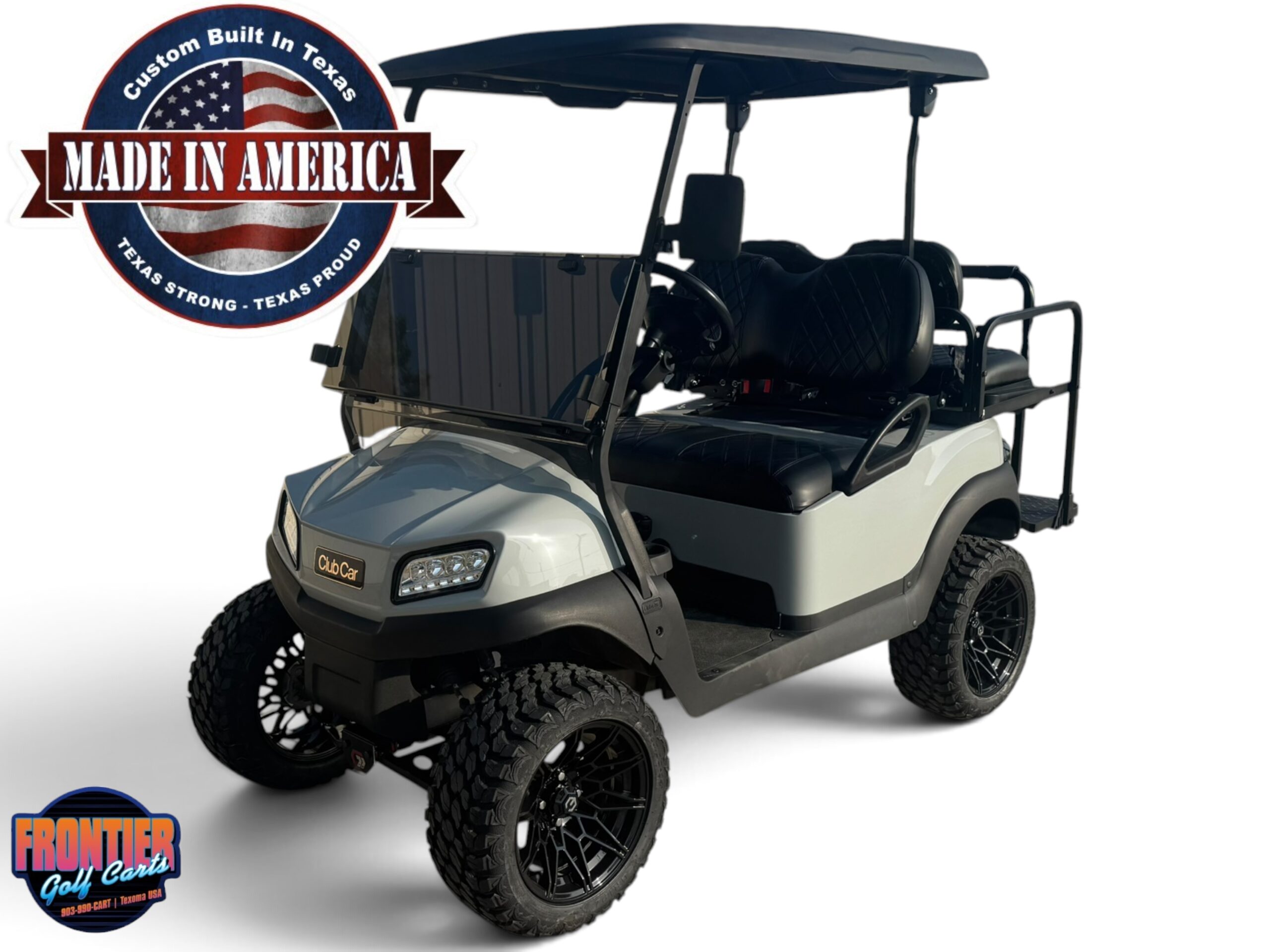 Frontier Edition Lifted Club Car Tempo Lithium – Platinum Silver Frontier Edition Lifted Club Car Tempo Lithium – Platinum Silver